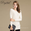 Women'S Fashion Spring Clothing White Cashmere Knit O-Neck Sweater